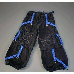 Tripp NYC Bondage Pants 34 x 30 Black Blue Straps Goth Y2K Nightmare Before Xmas